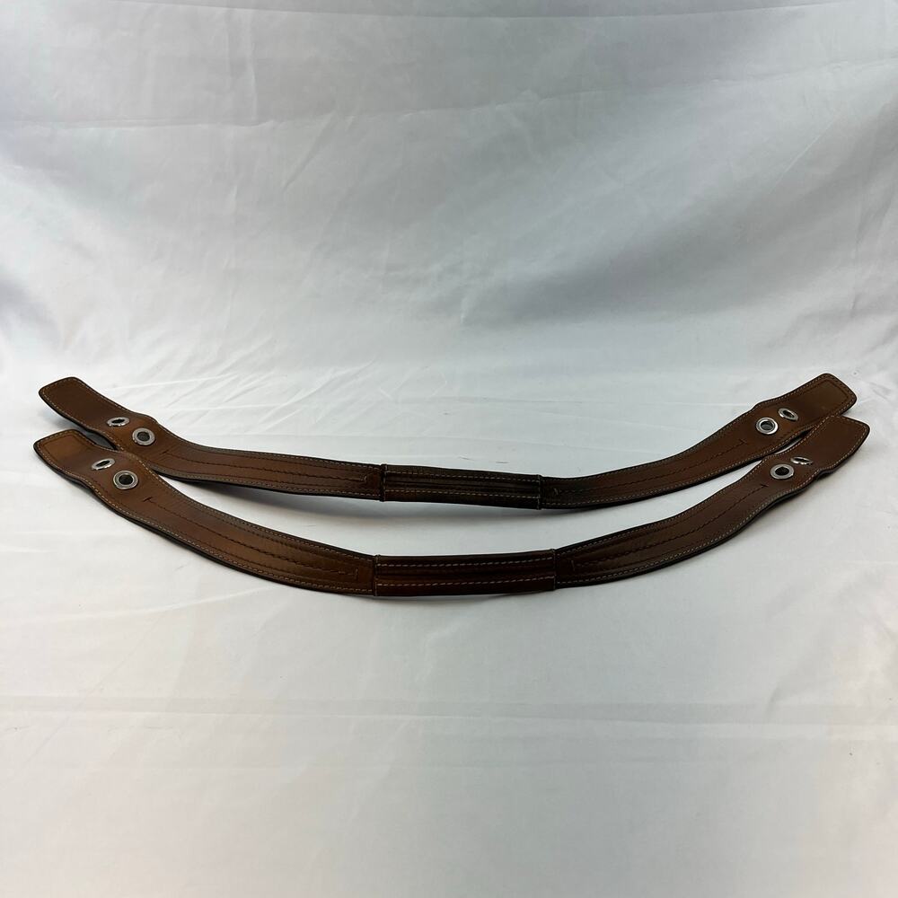 Coach Brown Leather Replacement Handles 8" Drop Silver Hardware Pair Restoration